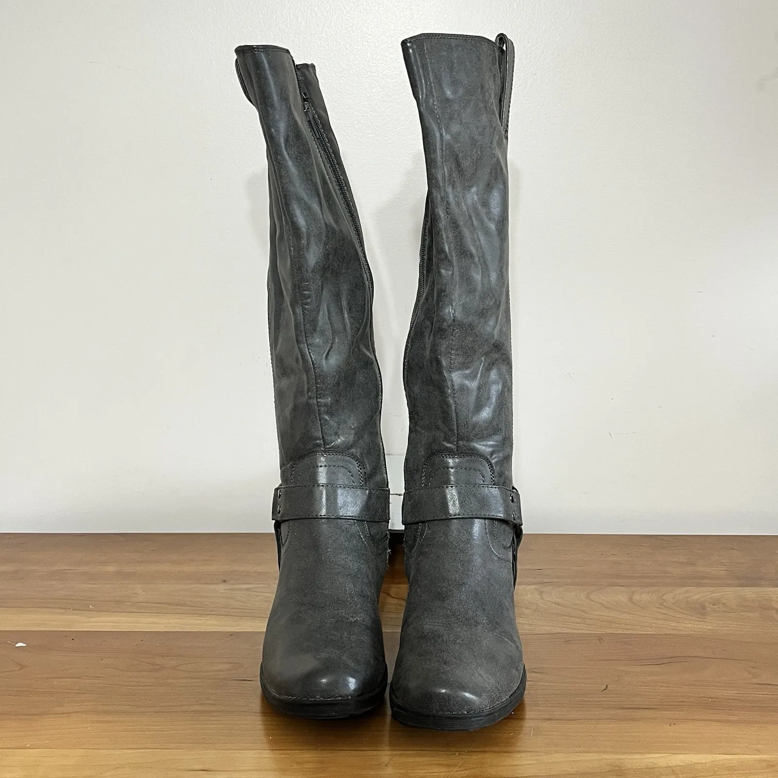 A2 By Aerosoles In An Instant Tall Riding Boots Zip Knee Grey Size 8.5 - Image 4