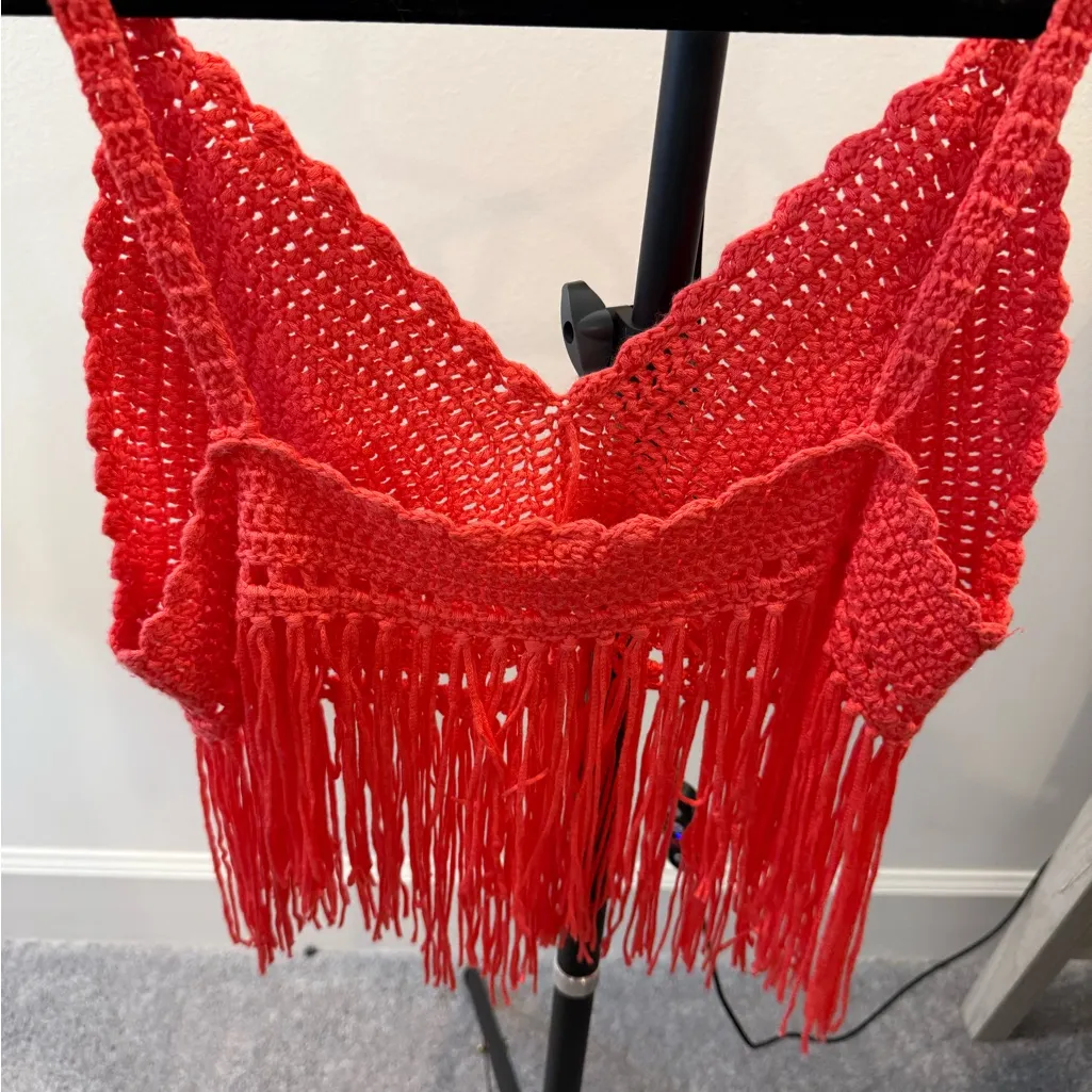 POL Orange Red Embellished Crop Camisole - Image 9