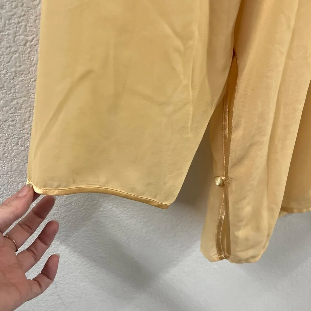 Victorias Secret Yellow Sheer Blouse With Keyhole Accent & Button Details - Image 5