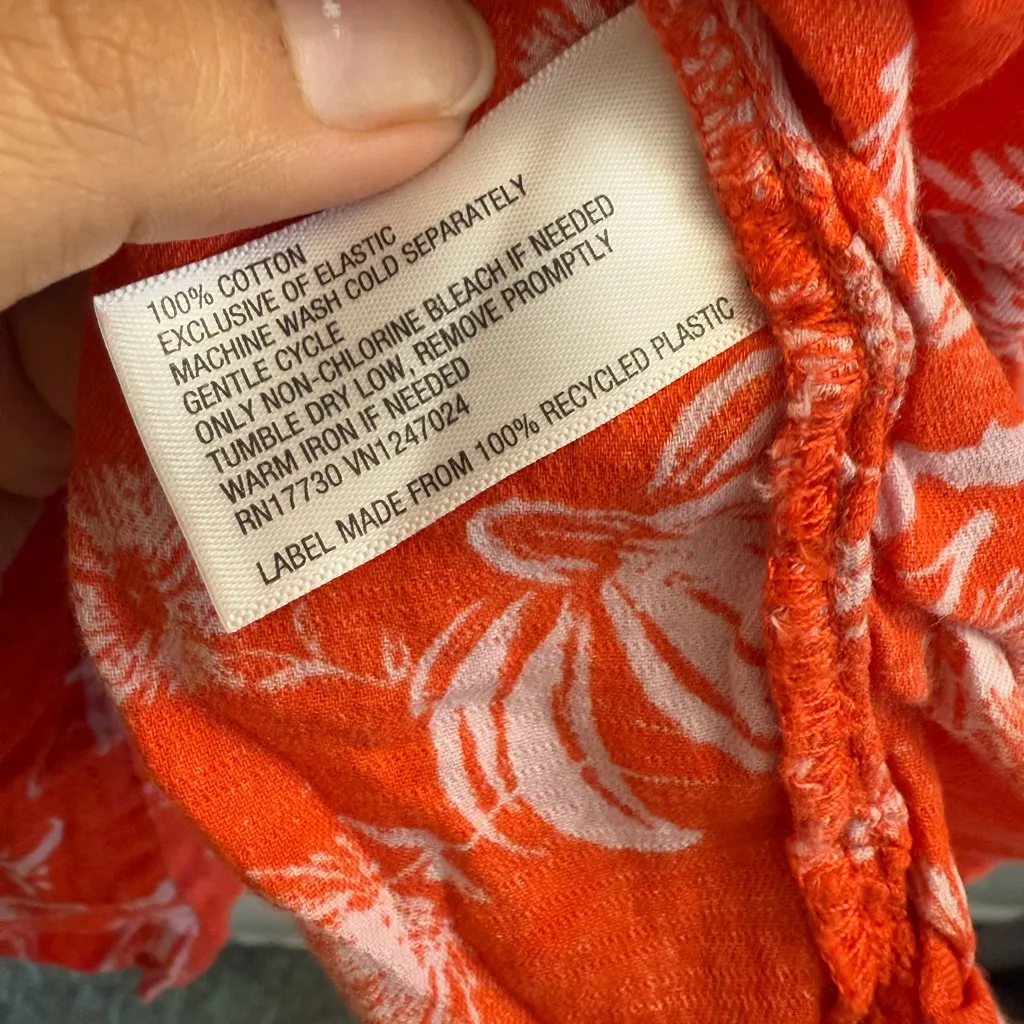 Ava & Viv Orange Floral V-Neck Blouse 100% cotton Size 1X - Image 6