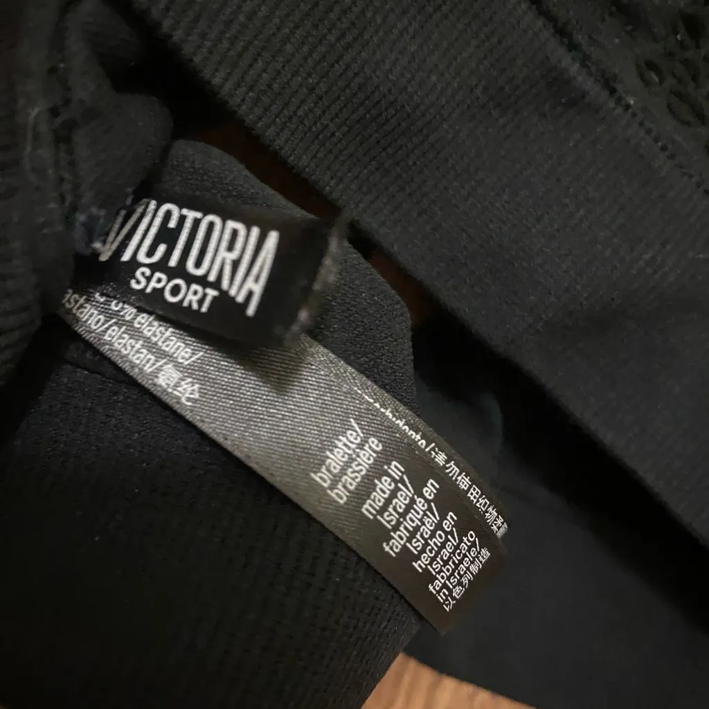 Victoria’s Secret Sport Sports Bra M Medium Black Mesh Racerback Bust 32” S - Image 3