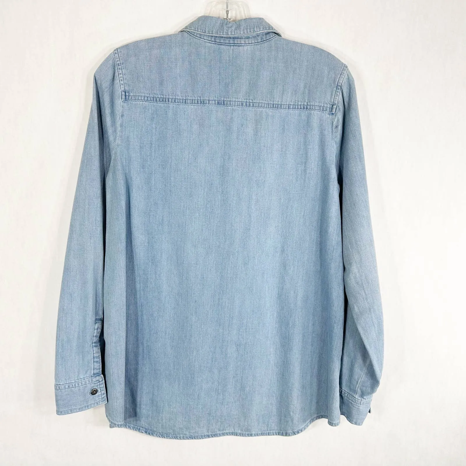J Jill XS Shirt Button Down Denim Light Blue Top‎ Blouse Jean Cotton Women 370 - Image 2