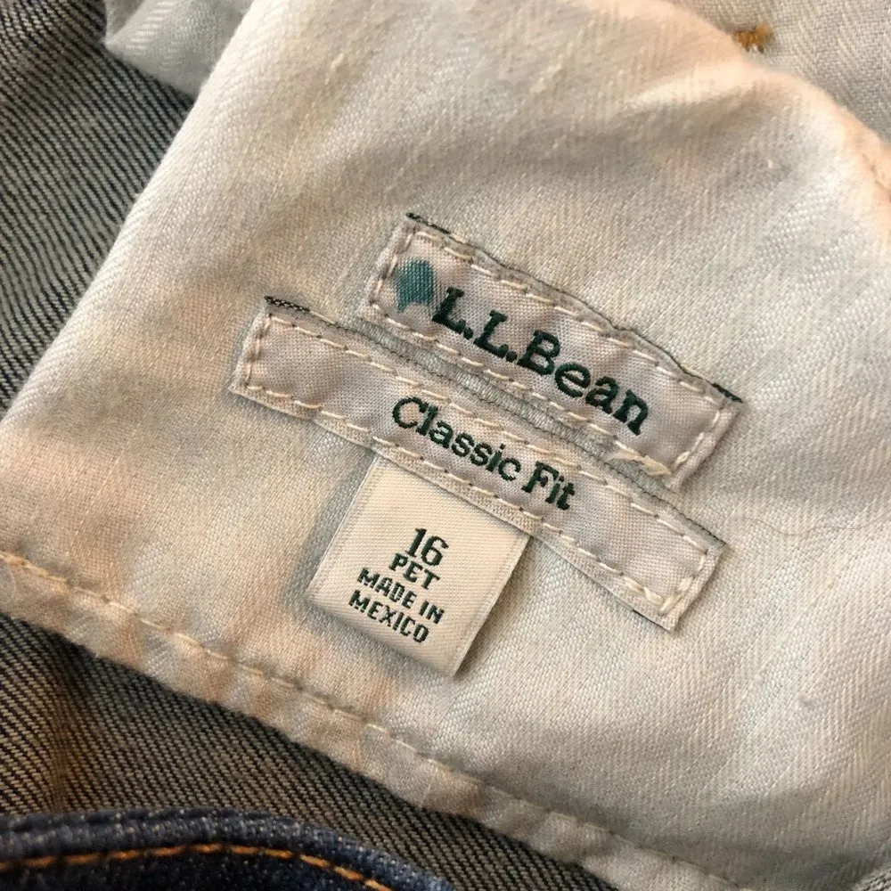 LL Bean Womens Classic Fit Jeans Capri Cropped Dark Wash Stretch 16 Petite - Image 3