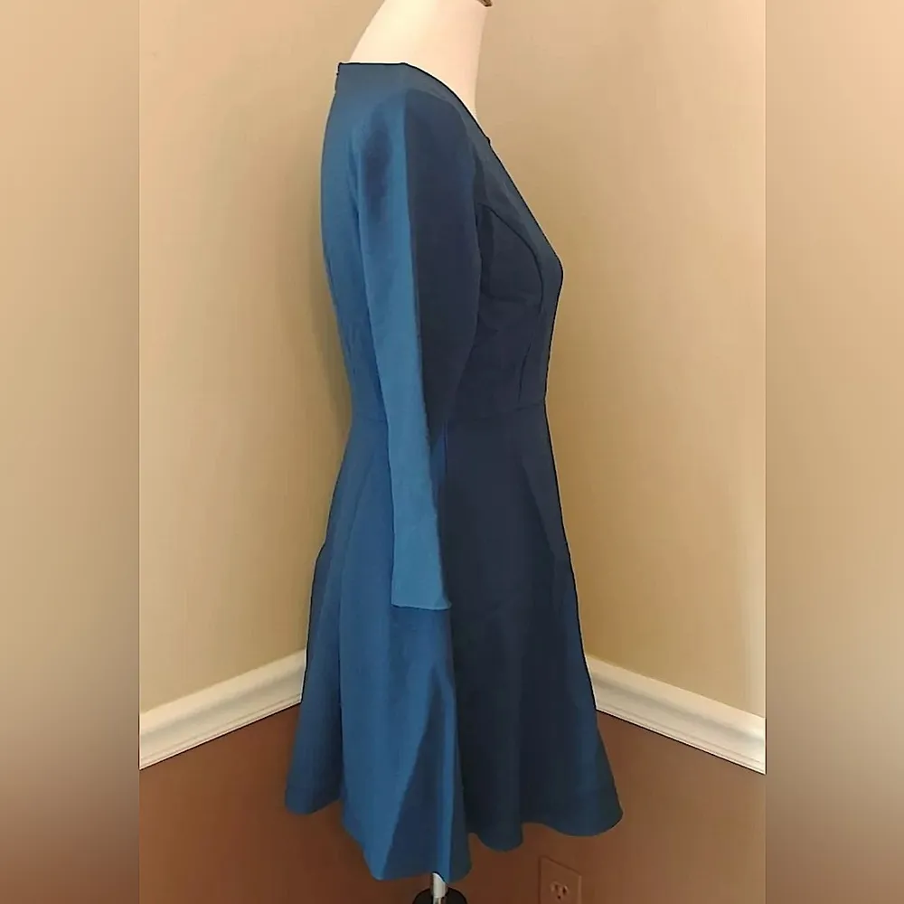 Turquoise 3/4 Sleeve Front Keyhole Skater Mini Dress by Everly from Modcloth - Image 2