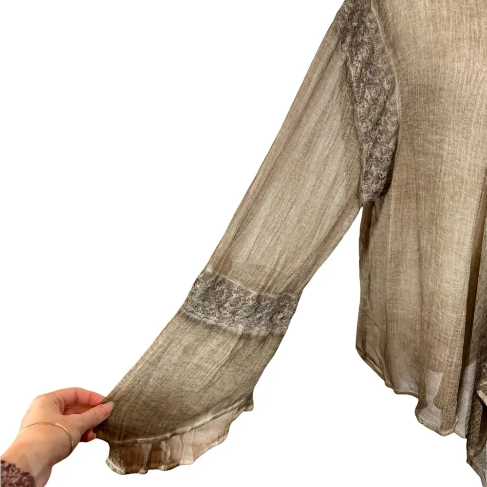 Sundance YAUVAN Sheer Gauze Embroidered Waterfall Cardigan Cover Up - Image 2