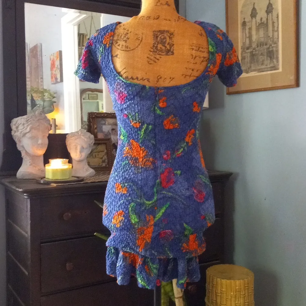 Free People Kenny Stretch Mini Dress in Majolica Blue Floral - Image 9