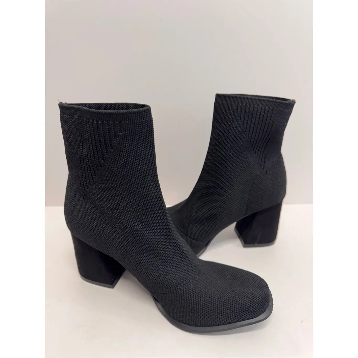 MIA Stretch Boots Size 8 Black Block Heel Ankle Booties Pull On Style NEW - Image 6