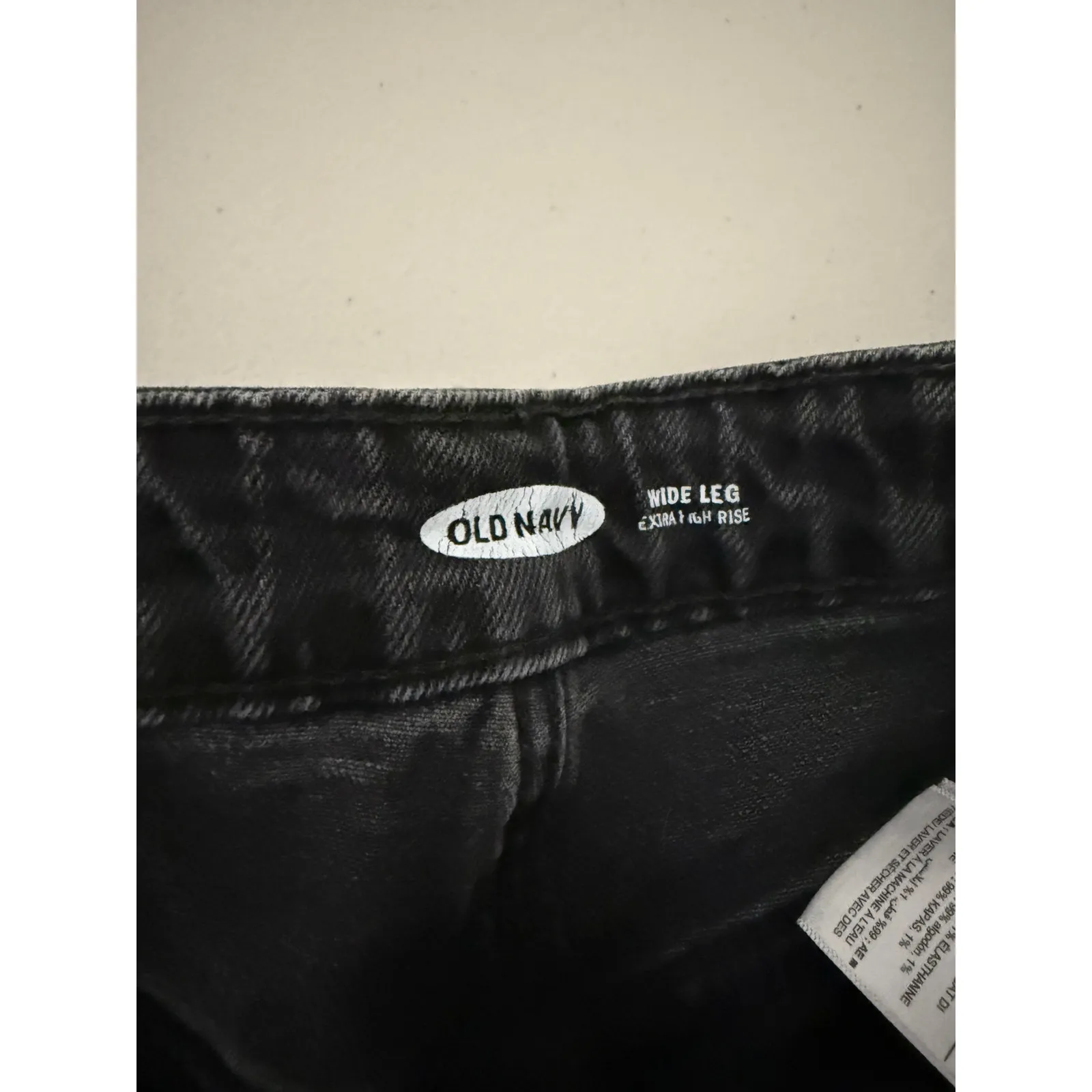 Old Navy Black Wide Leg Extra High Rise Cotton Raw Hem Cropped Ankle Jeans 2 - Image 3