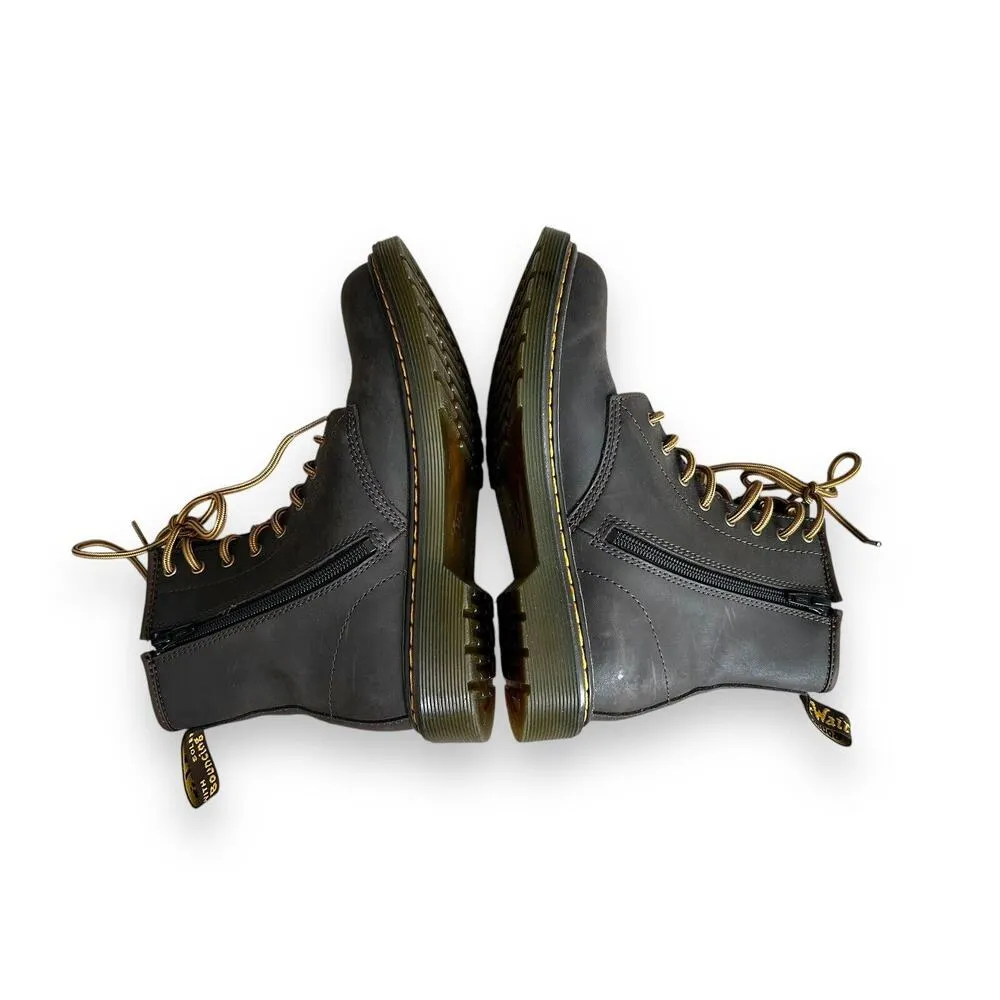 Dr. Martens Women's 1460Y US6 Brown Leather Side Zip Lace Up Combat Boots - Image 4