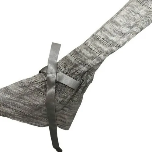 WHITE HOUSE BLACK MARKET Dove Gray & White Studded Sweater Ribbon Sleeves EUC XS - Image 7