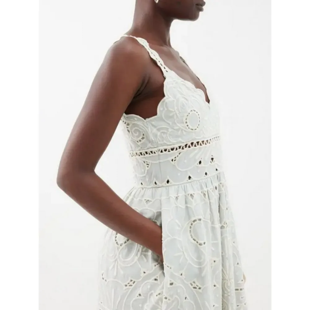 💕SEA NEW YORK💕 Blaire Eyelet Sleeveless Midi Dress ~ Blue 12 NWT - Image 9