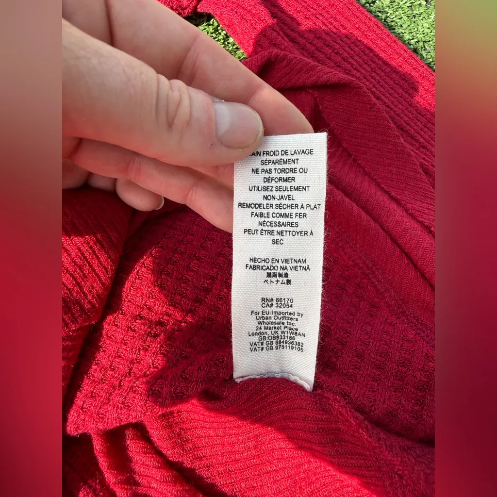 We The Free Free People Catalina Thermal Vibrant Red Knit Top Size S - Image 2