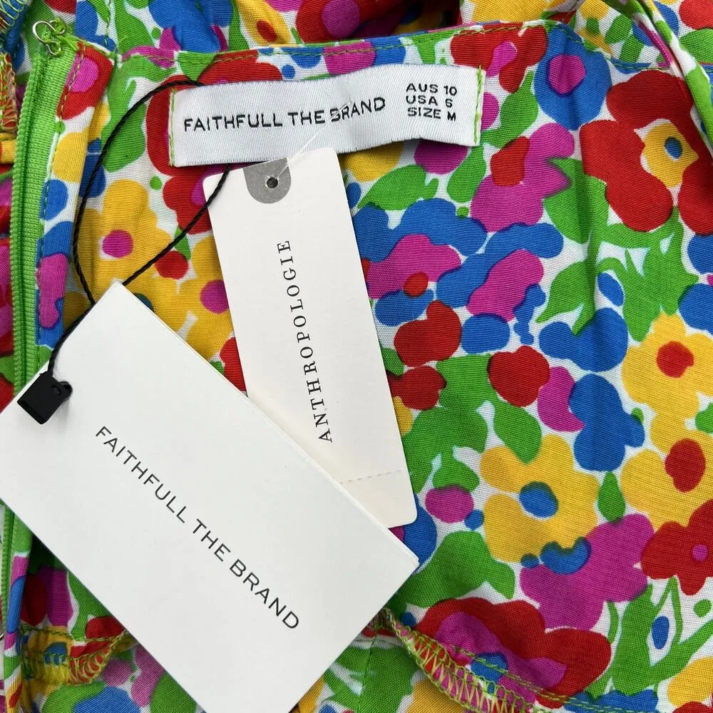 Anthropologie Faithfull the Brand Floral Pop Midi Dress Spaghetti Straps - Image 3