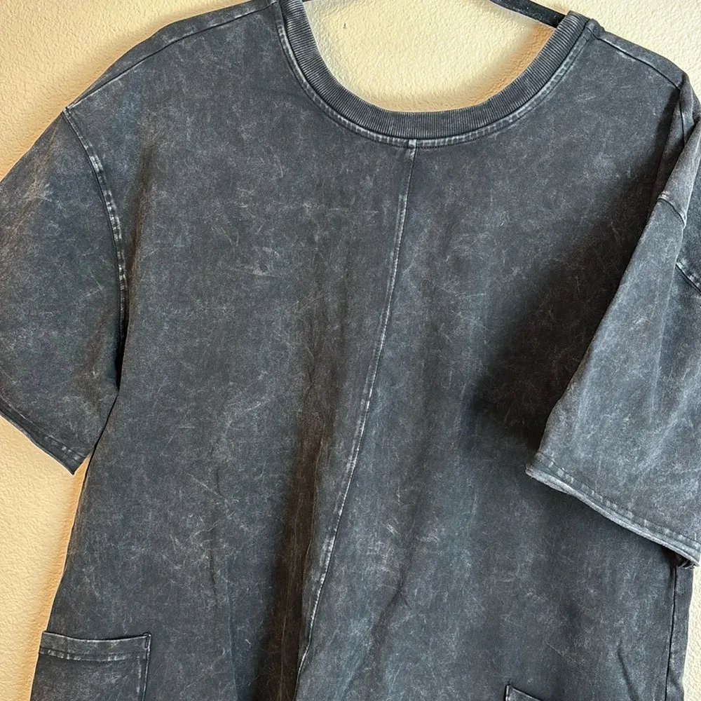 NEW! $60 FREE PEOPLE Movement Size M HOT SHOT TEE ROMPER ONESIE Washed Black - Image 5