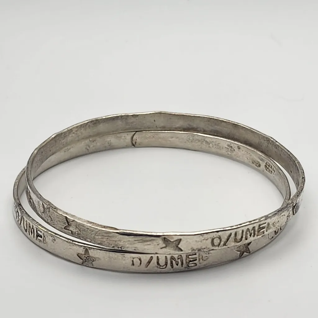 Vintage Handcrafted Cozumel Mexico Silver Tone Bangle Bracelets (8.5") - Image 4