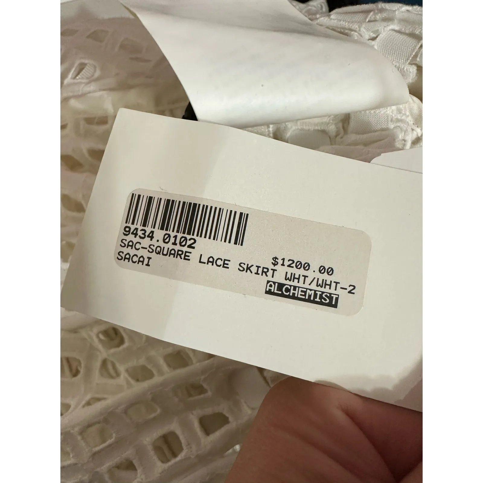 Sacai square lace white woven eyelet fit flare skirt size 2 NEW $1200‎ - Image 6