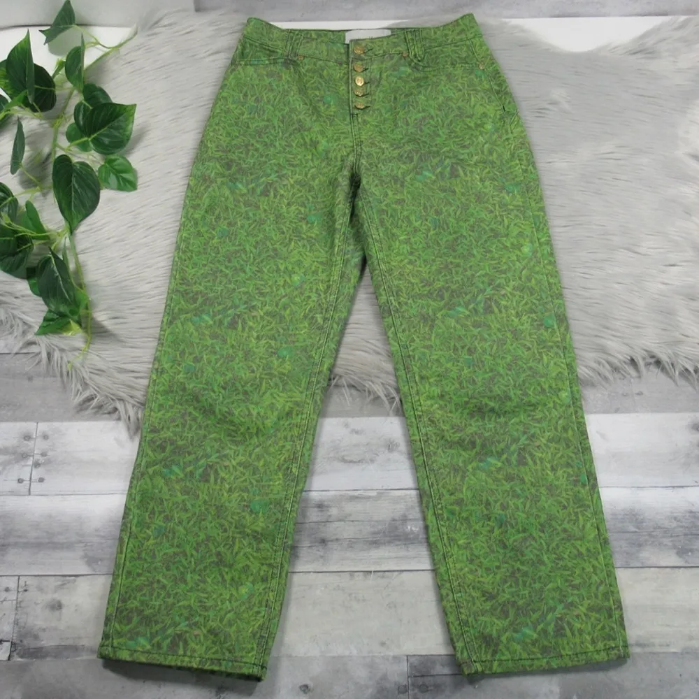 HOUSE OF SUNNY London Fields Jessie High Waisted Button Fly Straight Leg Jeans 4 Green - Image 5