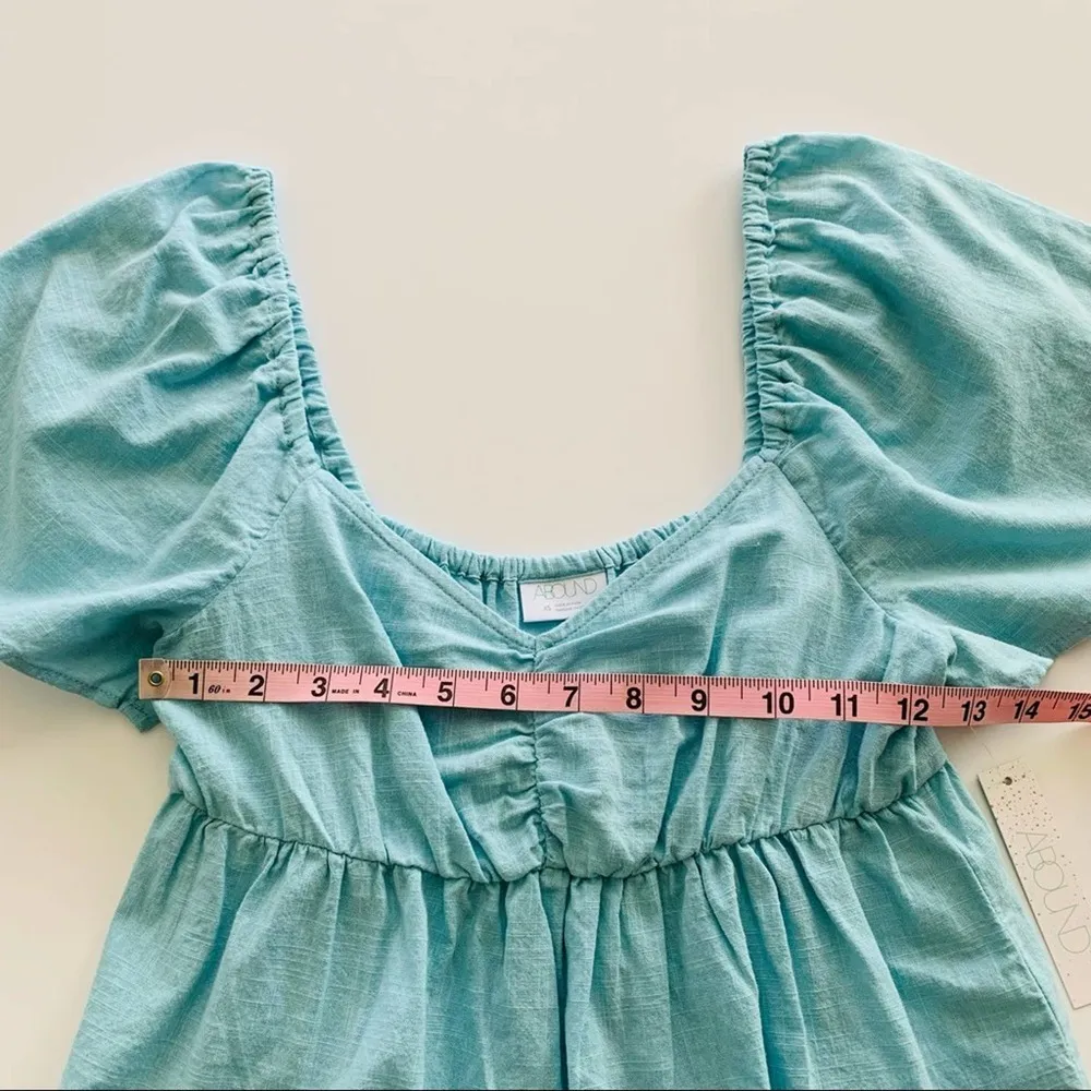 Abound Nordstrom Cyan Blue Y2K Babydoll Short Sleeve Cotton Shirt XS - Image 3
