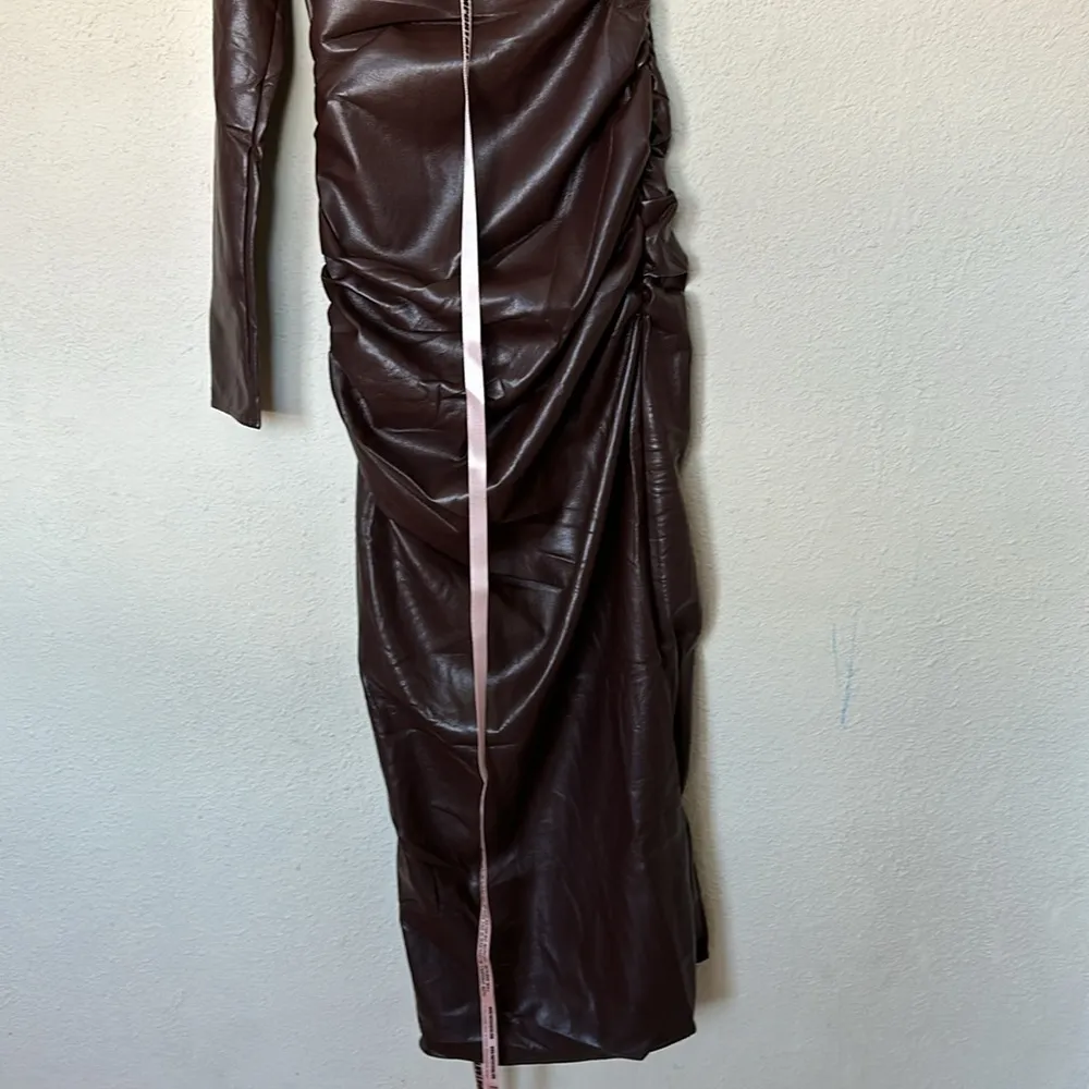 HOUSE OF CB 'Octavia' Cocoa Vegan Leather‎ Maxi Dress NWT size M brown - Image 9