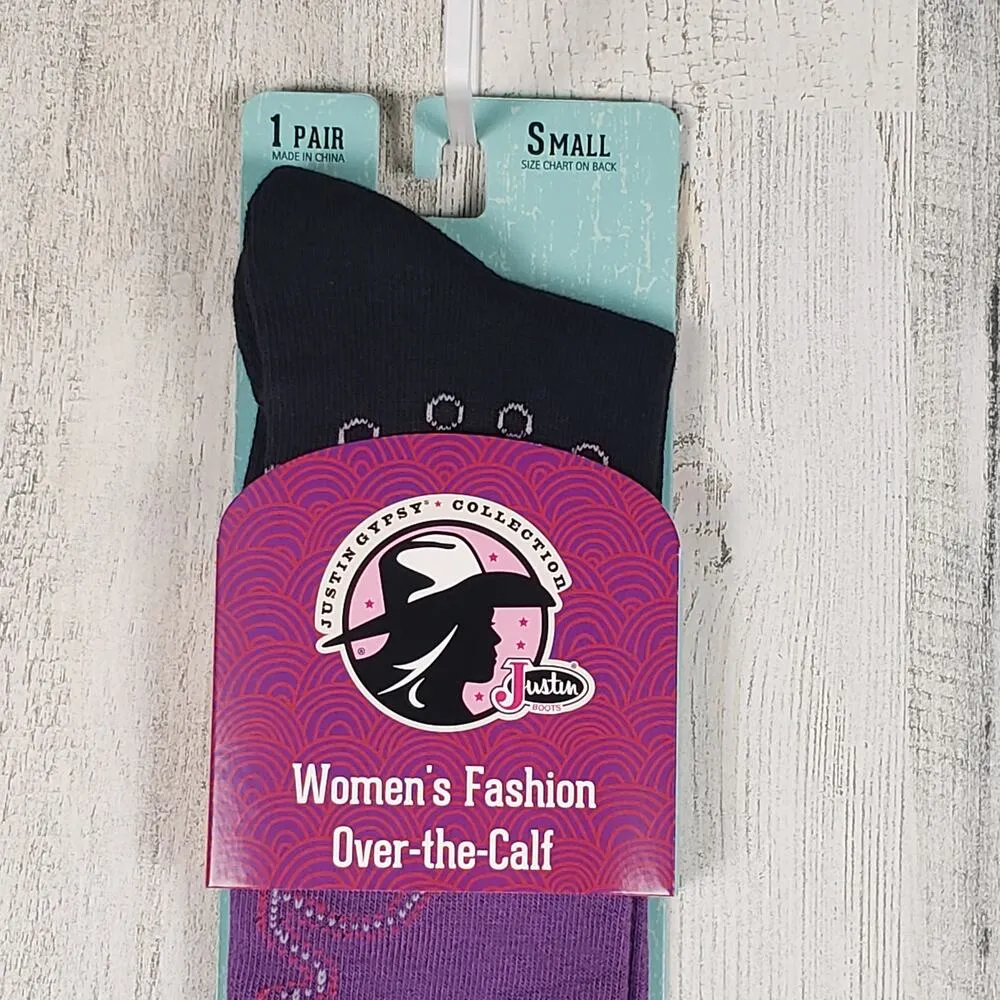 NWT Justin Boots Fashion Cushioned Sole Over The Calf Socks Women's Size Small - Image 3