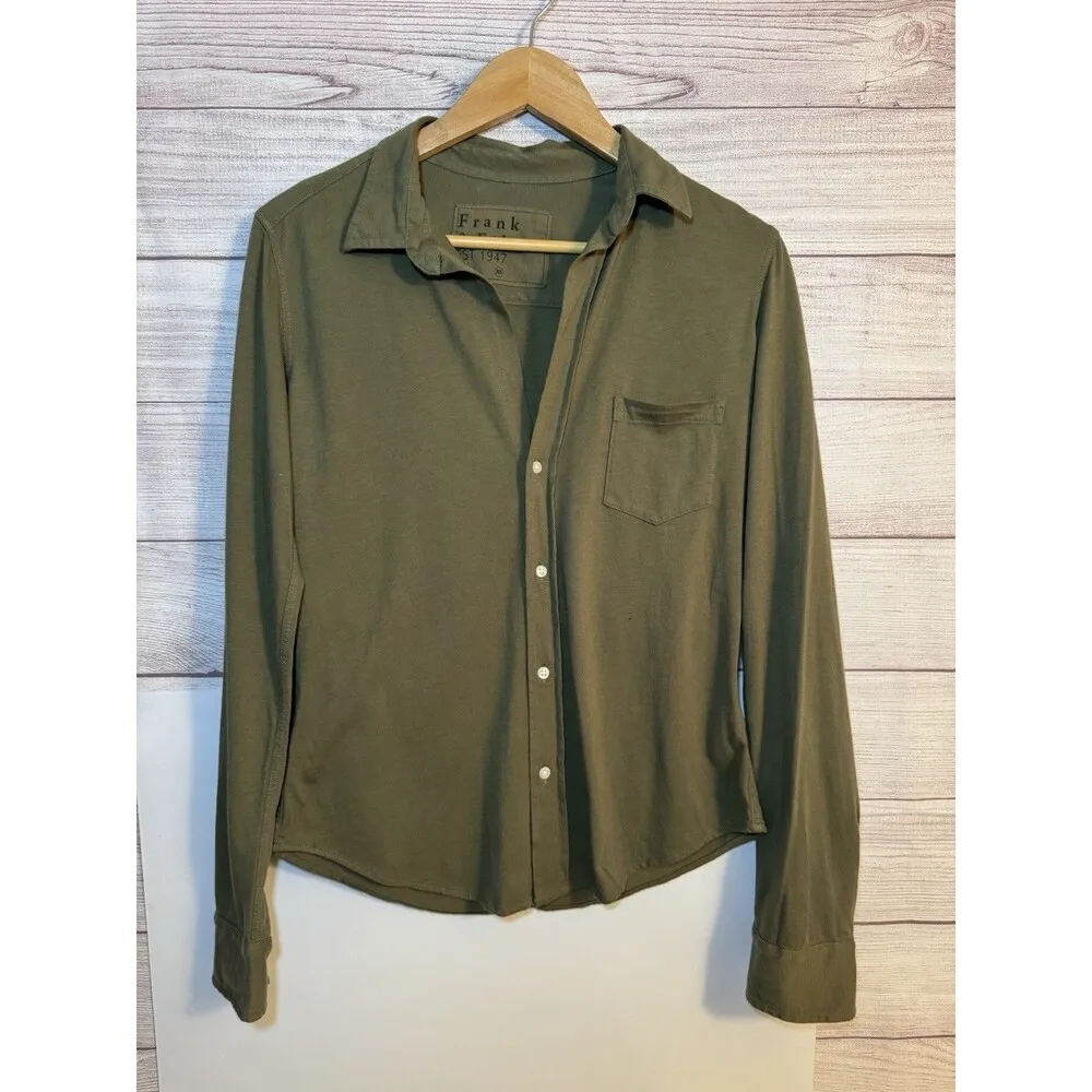 FRANK & EILEEN Olive Green Barry Lab Button Up Shirt SIZE XS Soft Cotton - Image 4