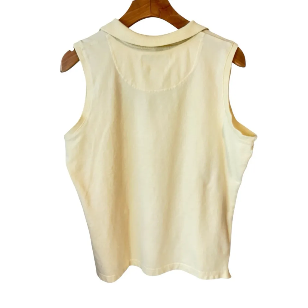 Browning Sleeveless Top Womens L Yellow V Neck Button Collared Tank Shirt NWT - Image 9
