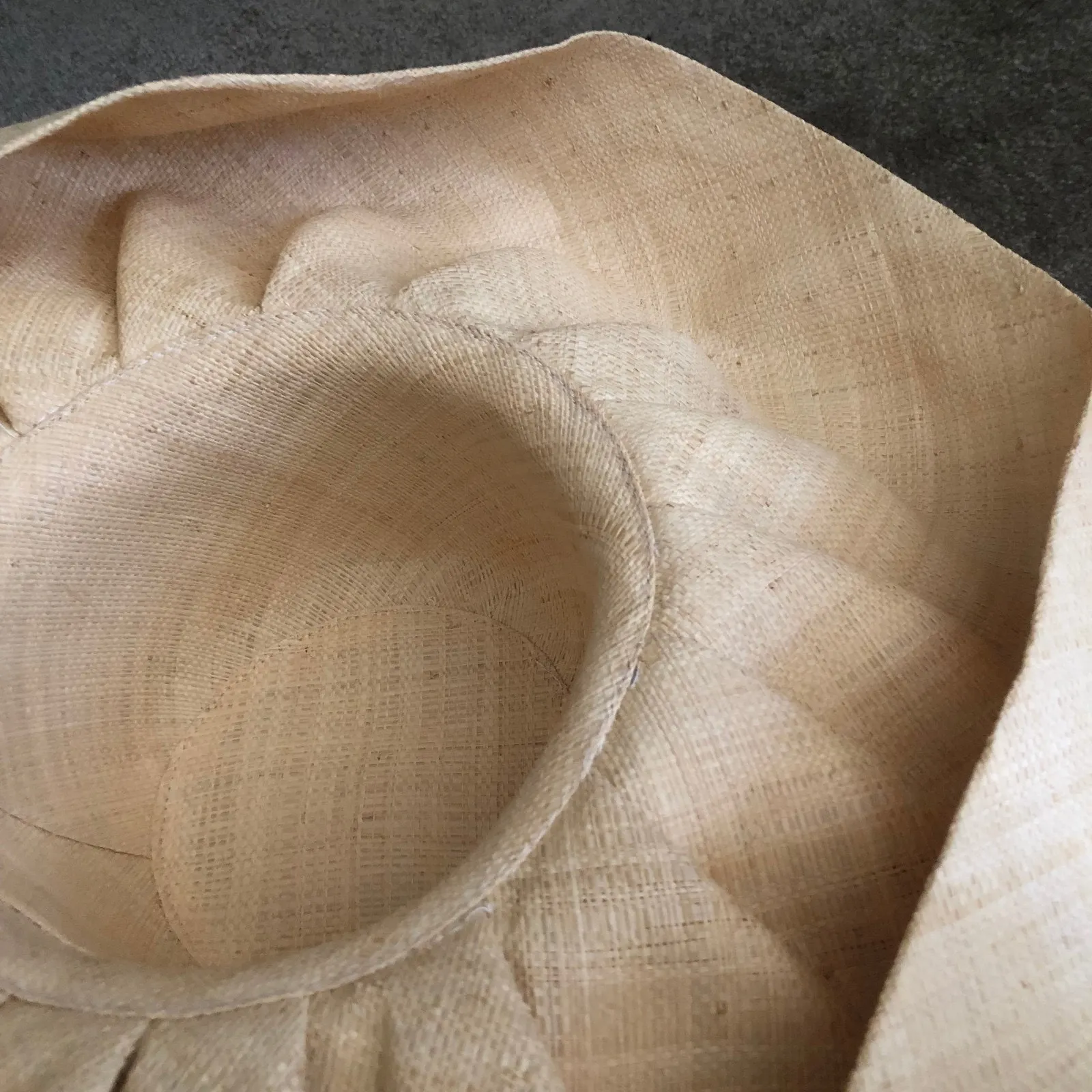 Vintage Natural Beige Wide Brim Sinamay Hat with Ruffled Brim And Bow - Image 15