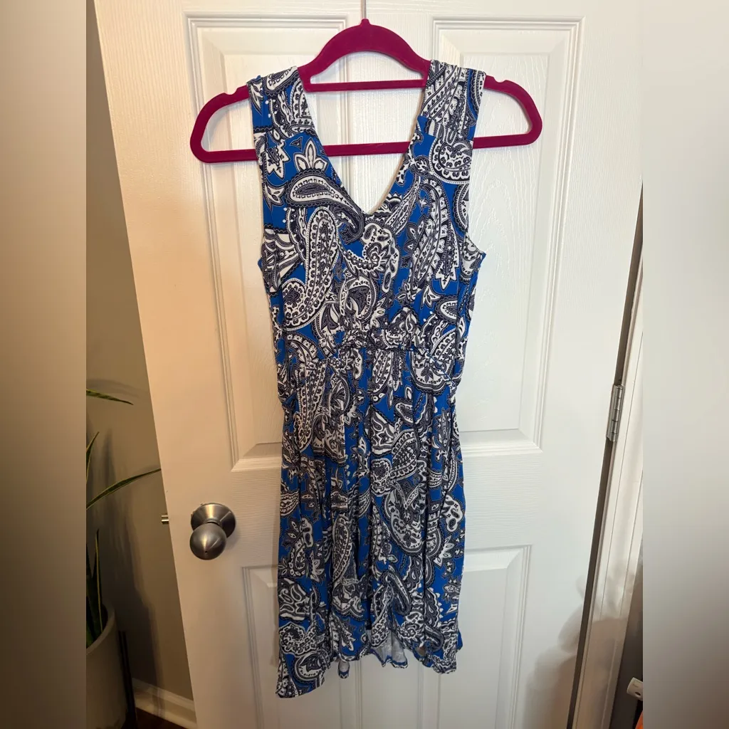 Cynthia Rowley blue and white paisley print mini dress, US 6 - Image 3