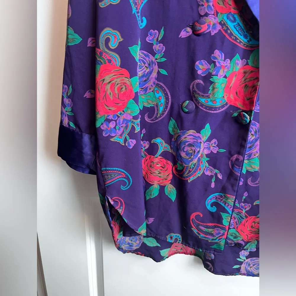 Vintage 80s/90s Victorias Secret Satin Lounge Jacket Medium - Image 3