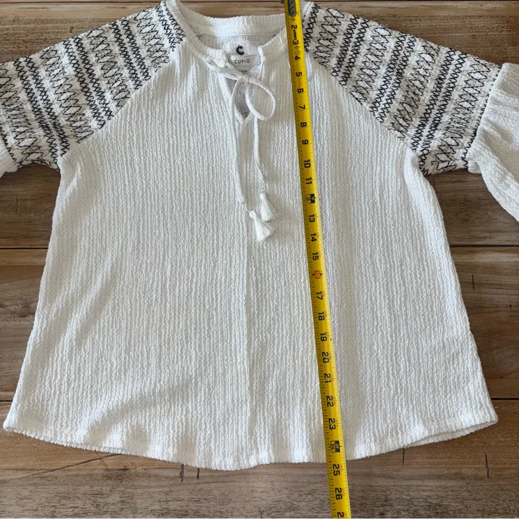 Cupio White 3/4 Sleeve Tie Front Blouse Women’s XL - Image 6