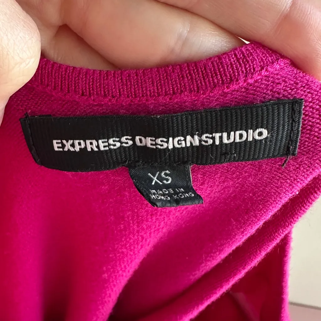Express Design Studio Fuchsia Keyhole Back Mockneck Sweater, Size XS - Image 15