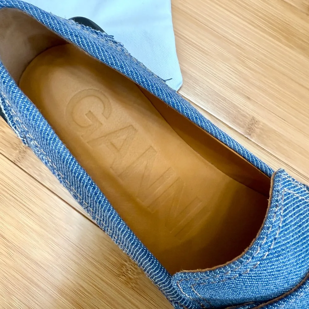 Ganni Crystal Embellished Denim Loafers - Image 5