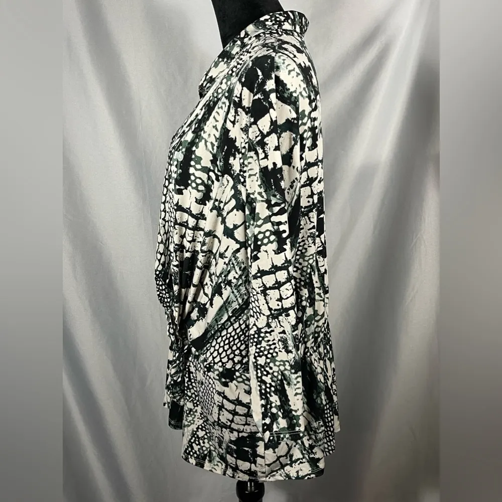 EST 1946 Women Snake Print Top Blouse 3/4 Sleeve Pullover Faux Wrap Belt 18/20w - Image 3