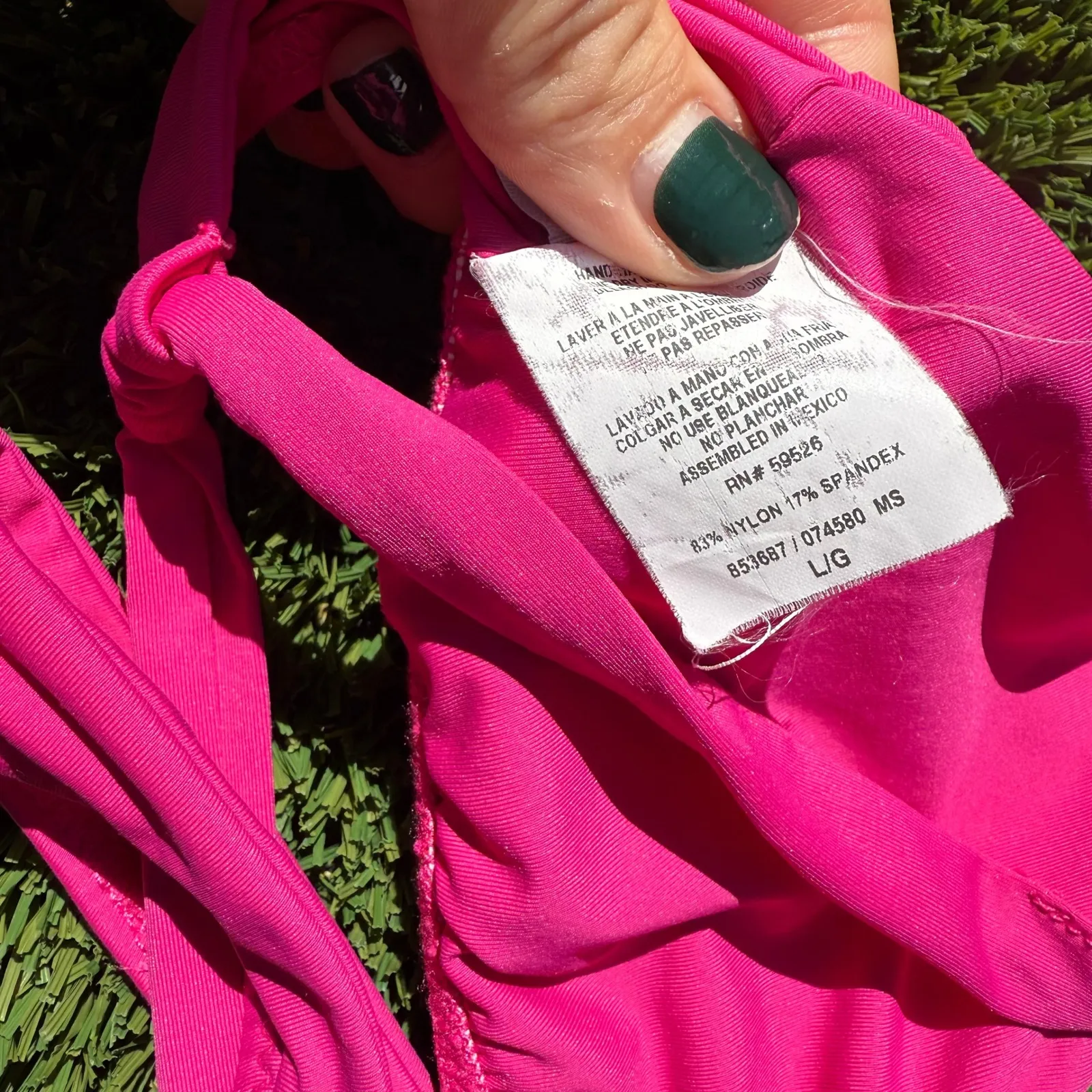 BECCA Hot Pink Bikini Top L‎ Large Halter Criss Cross Tie Swim Beach Summer - Image 4