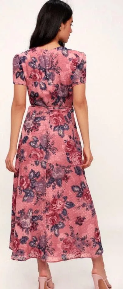 Lorna Mauve Pink Floral Print Wrap Dress - Image 3
