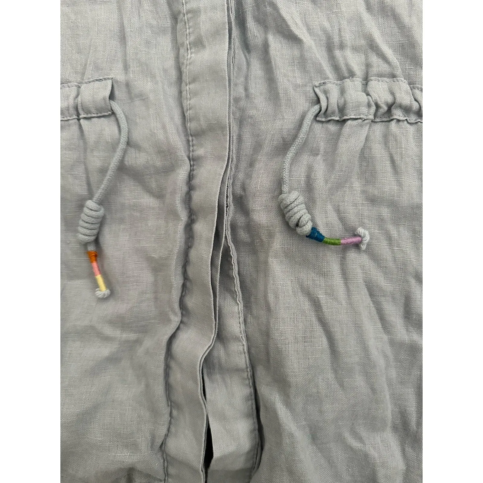 Magaschoni 100% Linen Gray Button-Down Adjustable Waist Women's Blouse Top - Image 8