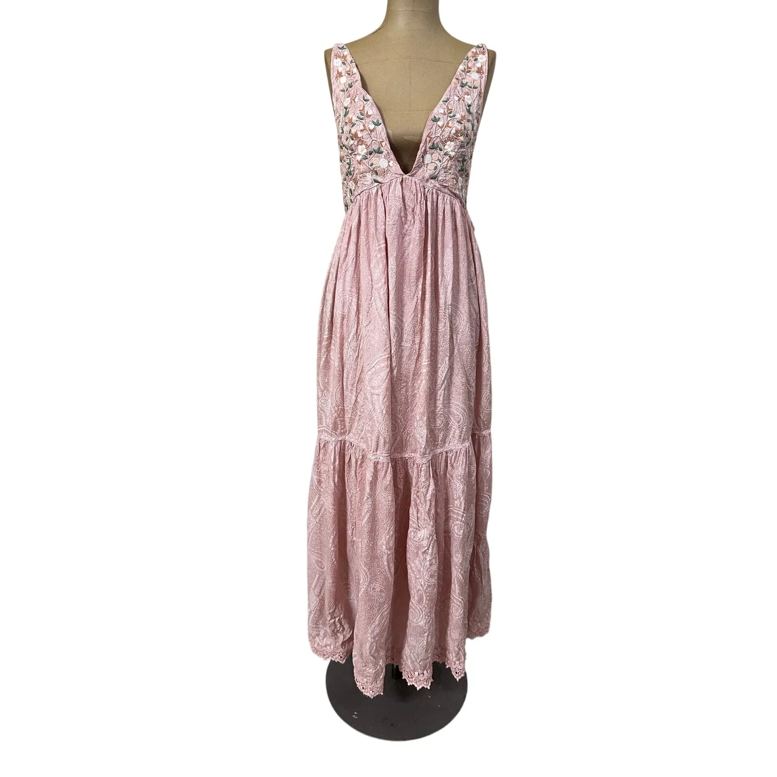 Anthropologie Pinnacle Shruti Sancheti Maxi Dress Pink Paisley Floral - Image 5