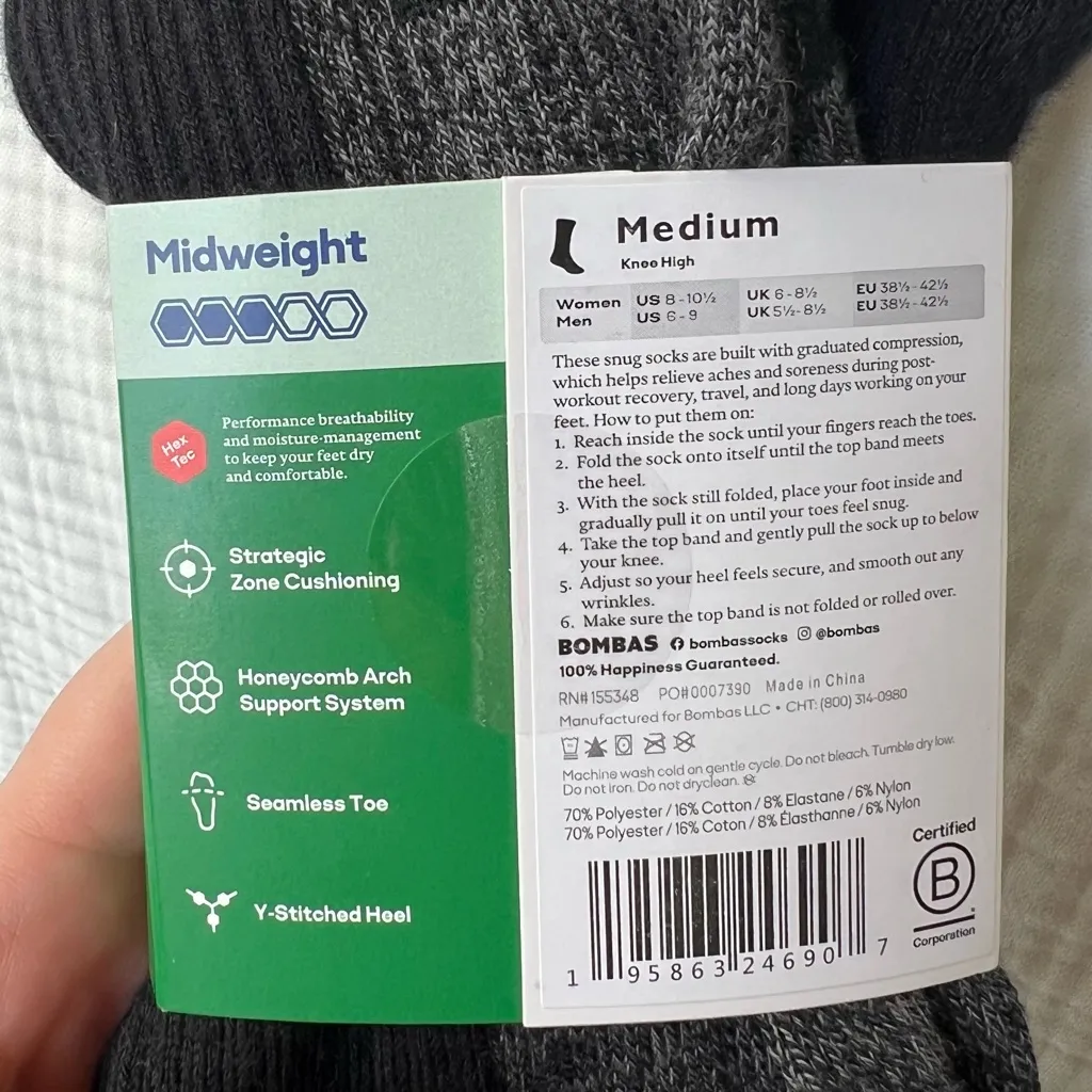 NWT Bombas Women’s Medium Midweight Black Knee-High Compression Socks 20-30mmHg - Image 3