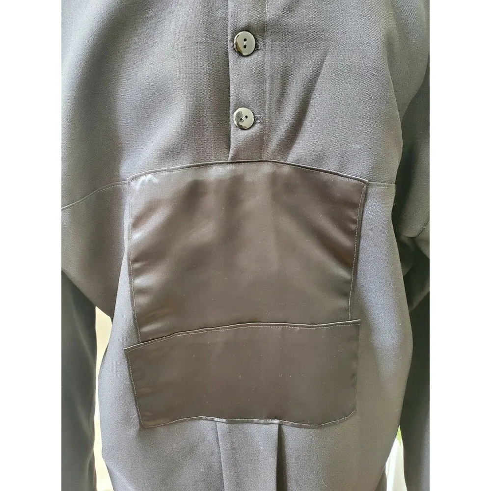 Black Solid Custom Polyester Round Neck Long Sleeve Buttons Back Casual Blouse Size XL - Image 7