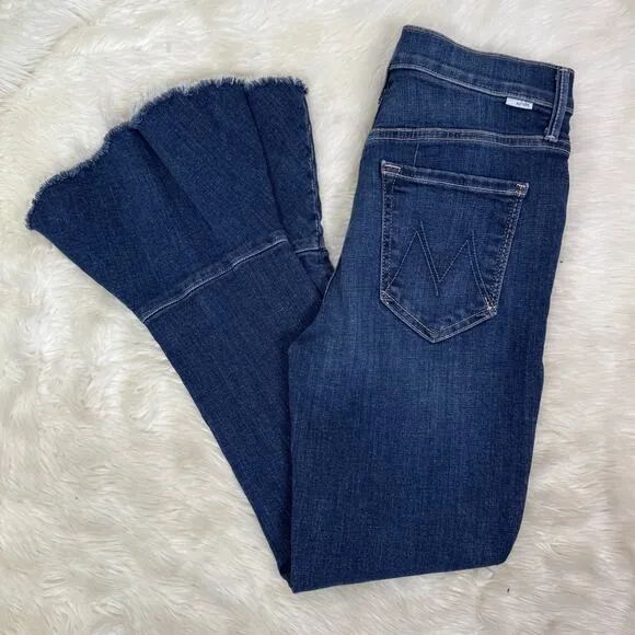 MOTHER‎ The Cha Cha Raw Cut Flared Ankle Jeans Size 26 in Girl Crush Blue - Image 11