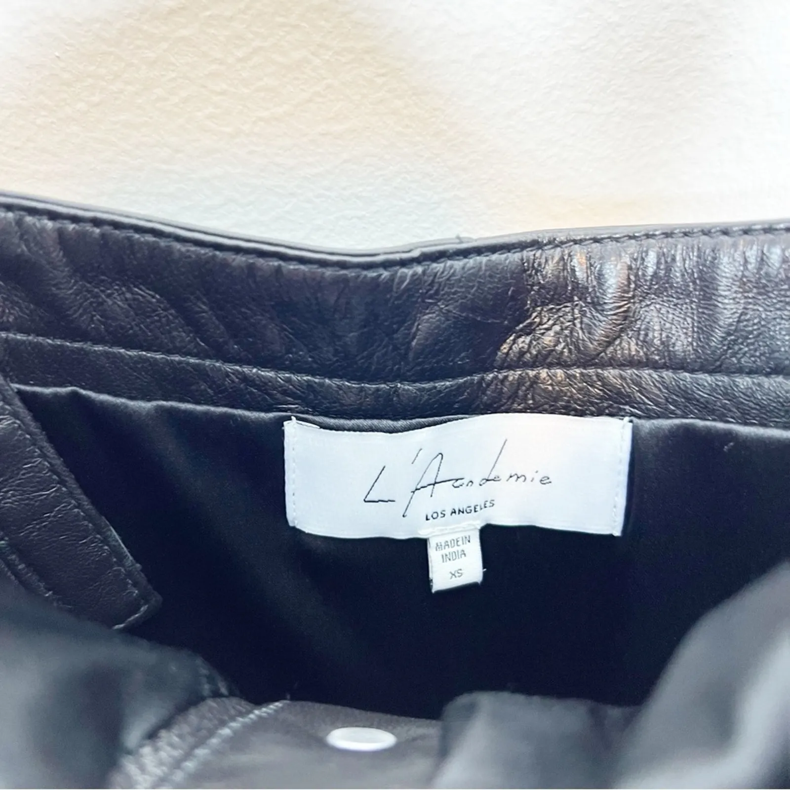 L’academie Palais Leather Slim‎ Leg Jumpsuit XS Black - Image 6