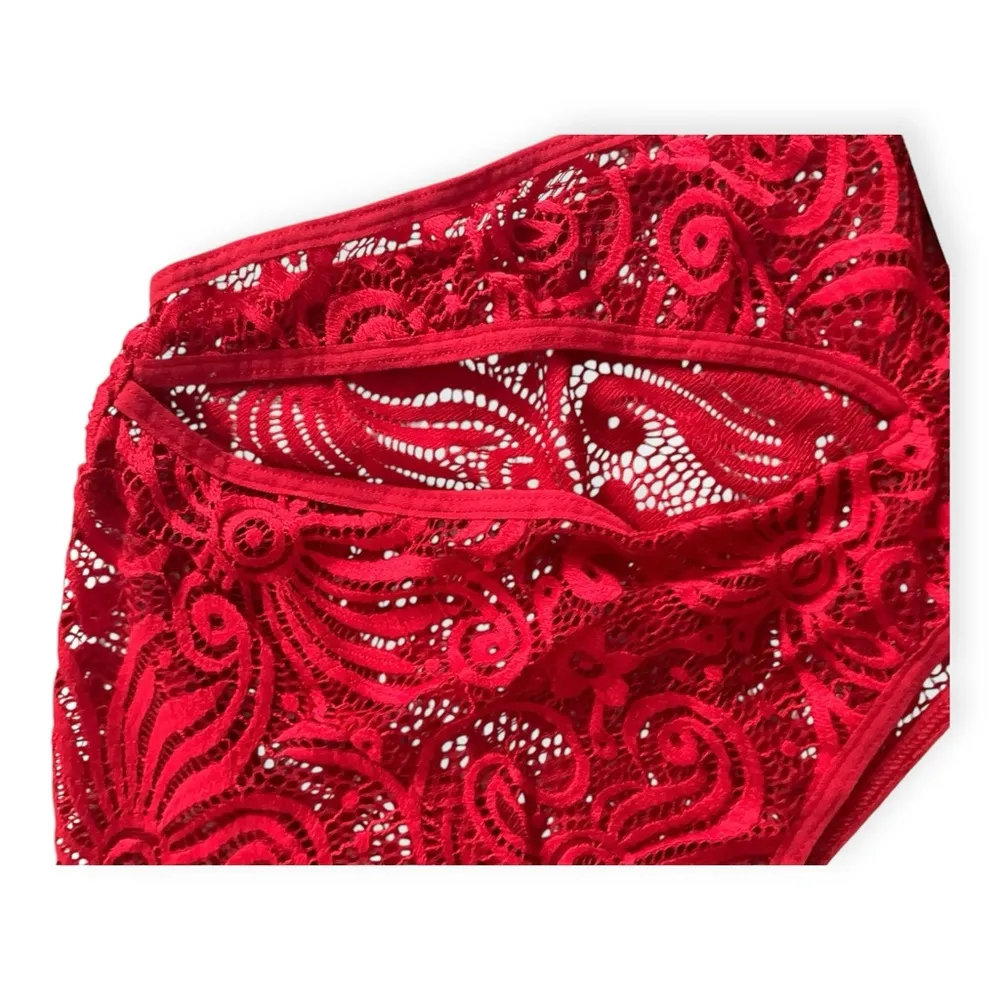 Fredericks Of Hollywood Red Kerry Asymmetrical Bodysuit Lingerie - Image 2