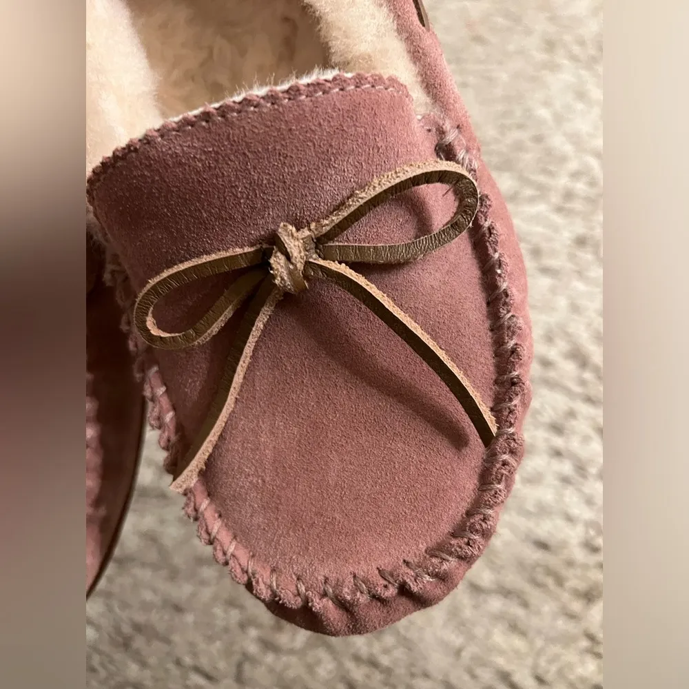ABEO Vancouver Pink Suede Fur Lined Moccasins Slippers Flats - Image 8