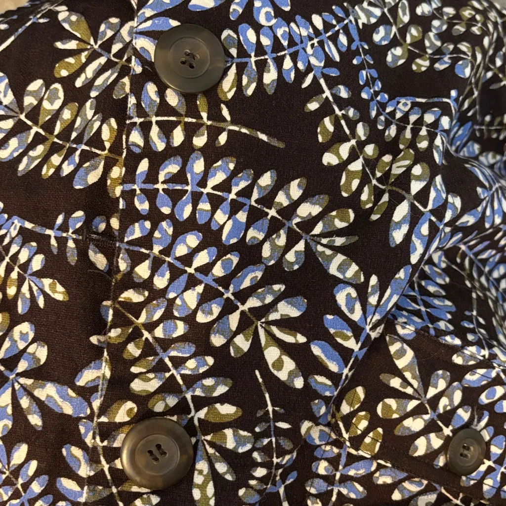 Christopher & Banks Brown Leaf Print Jacket – 3/4 Sleeve, Fall Motif, Size L - Image 6