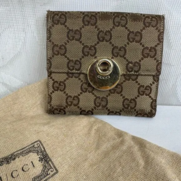 GUCCI Vintage Eclipse GG‎ Canvas Compact Wallet with dust bag - Image 16