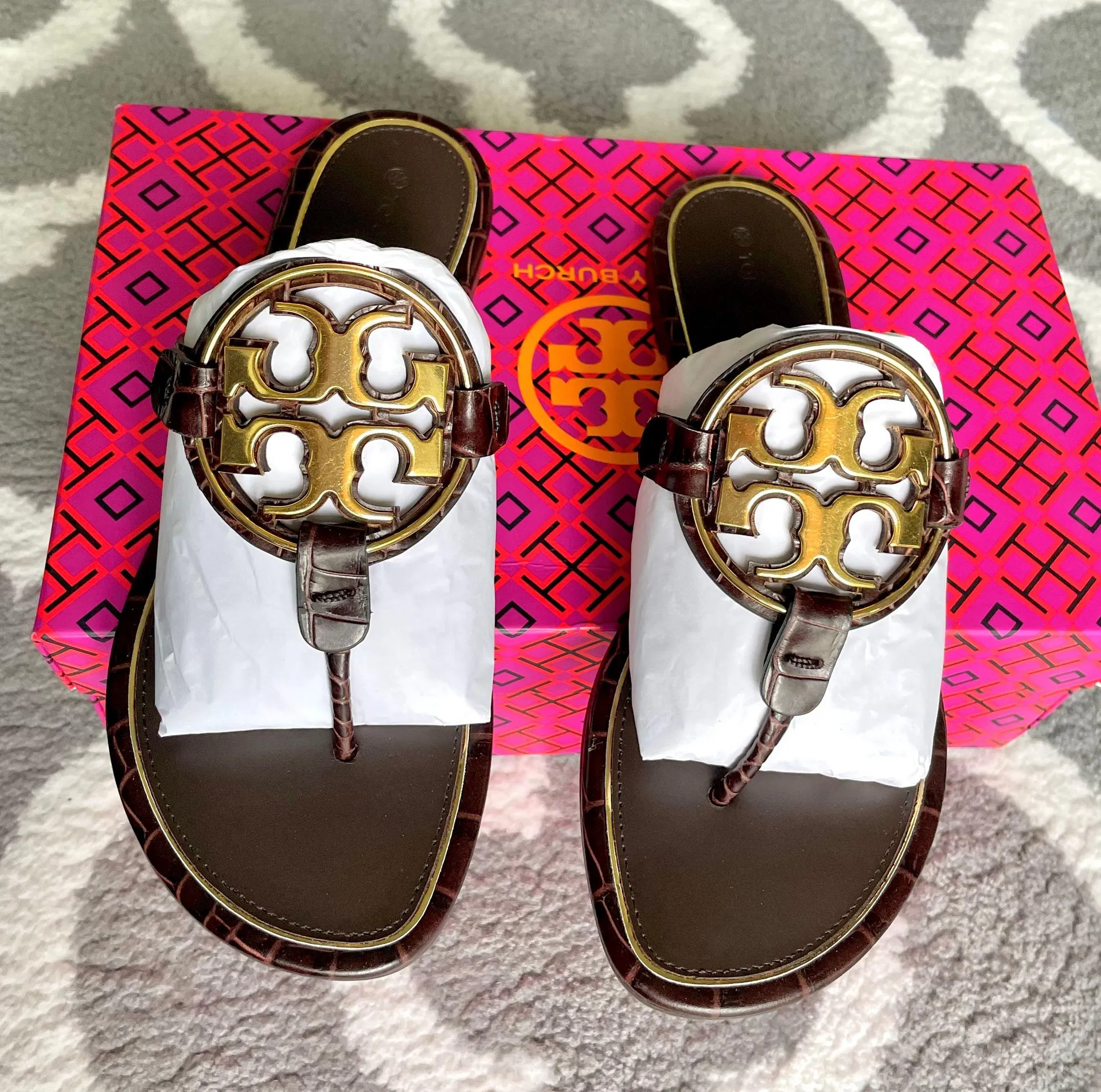 Tory Burch Metal Miller Sandals Coco 7 NEW - Image 5