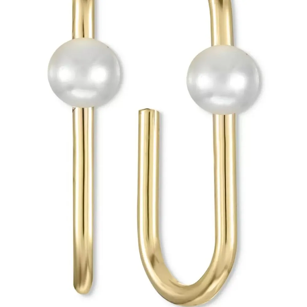 Alfani Imitation Pearl Open Oval Hoop Earrings in Gold-Tone NWT MSRP $25 - Image 6