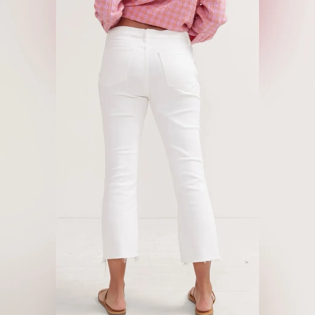 Hatch Women's The Crop Maternity Jean Frayed Hem Size 28 White Casual Fun - Image 5