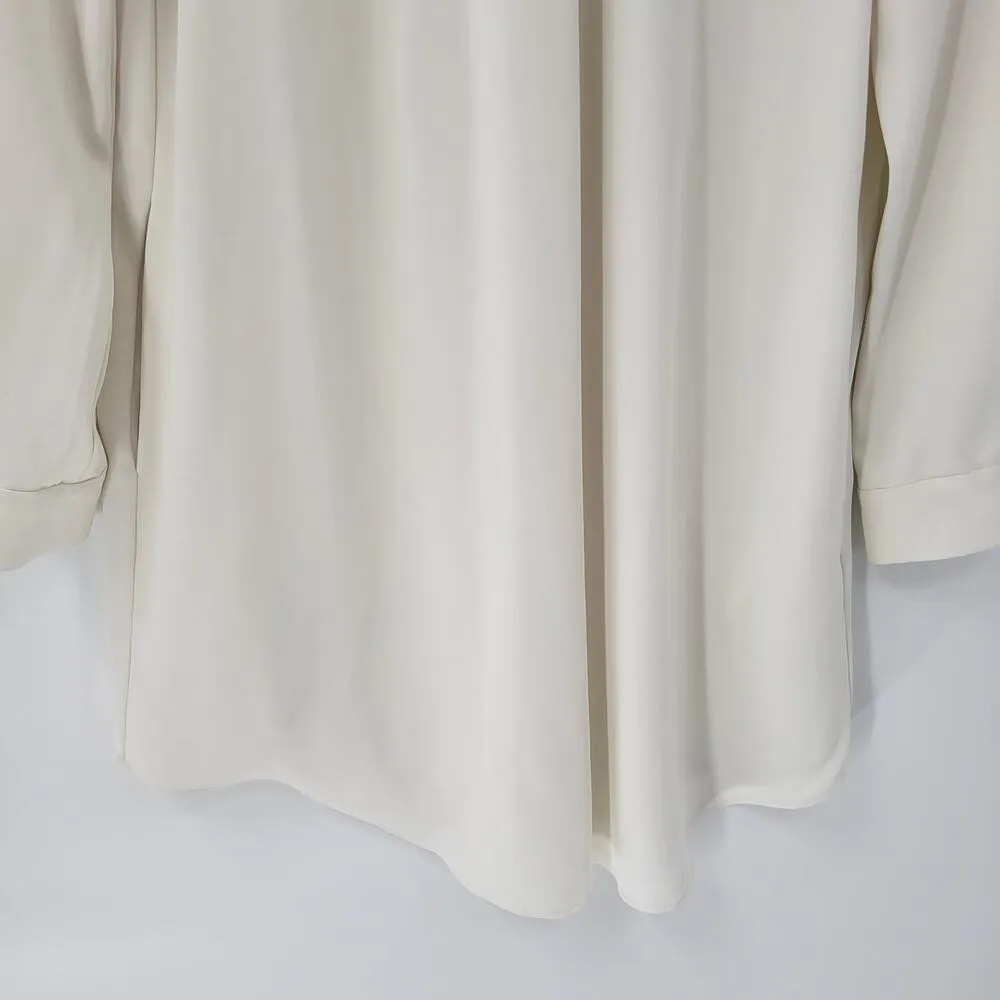 RACHEL Rachel Roy Womens Shift Dress L Cream Draped Metallic Detail Long Sleeve Size L - Image 10