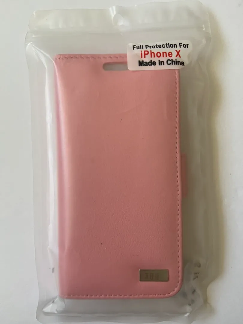 iPhone X Case Leather Wallet Flip Cover Pink - Image 8
